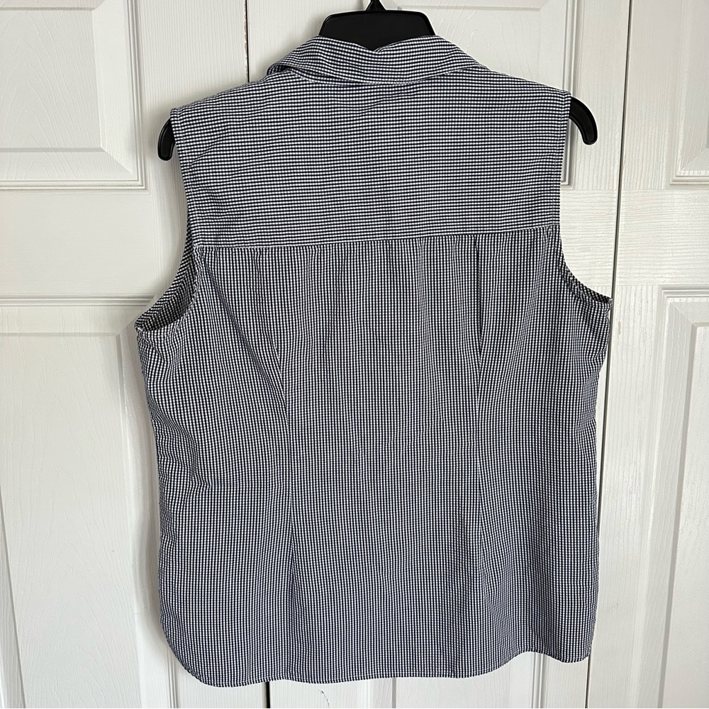 Basic Editions Gingham Plaid Blue Sleeveless Butt… - image 3